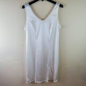Velrose Womens White Silk-like Lace Edge Night Slip Dress 36